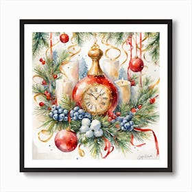 Christmas Clock Art Print