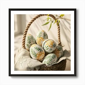 Easter Eggs In A Basket 6 Art Print