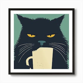 Cat With A Cup Of Coffee Art Print