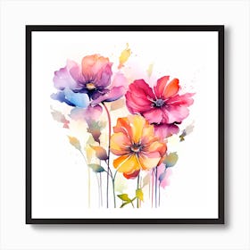 Pastel Colorful Flowers 1 Art Print