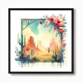 Watercolor Desert Landscape 1 Art Print