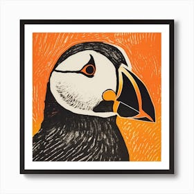 Retro Bird Lithograph Puffin 4 Art Print