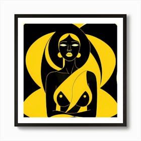 Abstract Woman In Yellow And Black Poster