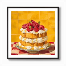 Victoria Sponge Yellow Background 3 Art Print