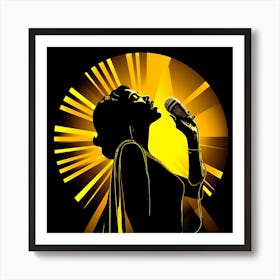 Silhouette Of A Woman Singing Art Print