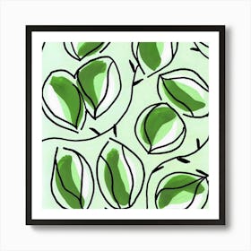 Seed Pods Square Green Art Print