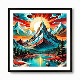 Sunset Mountain Art Print