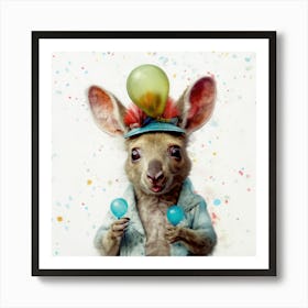 Kangaroo With Balloons 2 Art Print