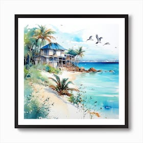 House On A Turquoise Beach Art Print