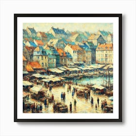 Port Of France, Acrylic Painting Style 1 Art Print