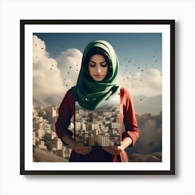 Portrait Of A Woman Holding A Book Art Print