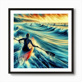 Surfer In The Ocean Art Print