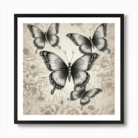 Butterflies And Flowers 17 Art Print