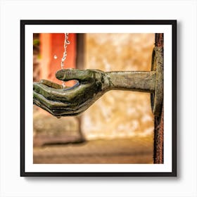 Water Fountain With Hand Art Print