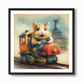 Hamster On A Train 1 Art Print