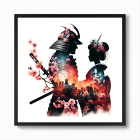 Japan Traditional Geisha Illustration By Ad 123 Art Print