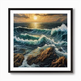 Sunset Over The Ocean 4 Art Print