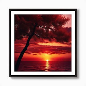 Sunset With A Tree 6 Art Print