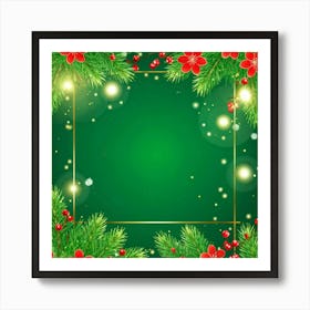 Decorative Frame Green Natale Glow Holiday Bright Traditional Festive Beautiful Light Dec (2) 2 Art Print