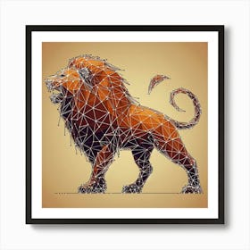 Polygonal Lion String Art Concept Art Print