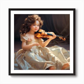 Little Girl Playing Violin Art Print