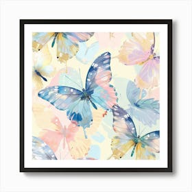 Watercolor Butterflies Seamless Pattern 1 Art Print