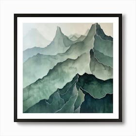 Japanese Watercolour Of Mount Fuji 2 Art Print