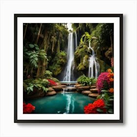 Waterfall In The Jungle 2 Art Print