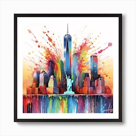 Colorful, Paint Splash Style Art, New York City Art Print