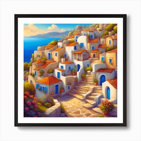 Greek Village 1 Art Print