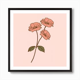 Pink Flowers On A Pink Background Art Print