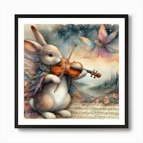 A bunny playing the violin Art Print