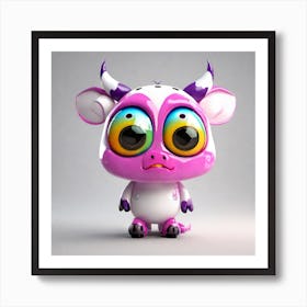 Cute Creepy Critter Cow Art Print