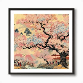 Cherry Blossom Trees In Full Bloom (1) Art Print