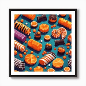 3d Candy Seamless Pattern Art Print