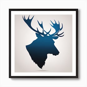 Deer Head Silhouette Art Print