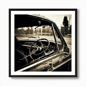 Vehicle View Mirror Car Automobile Auto Outside Transport Glasses Old Front Black Metal (1) Art Print