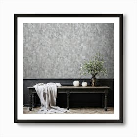 Abstract Stone Material Structure Grey Rock Halloween Granular Rough Wallpaper Stucco Dar (28) Art Print