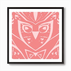 Abstract Owl Two Tone Pink Art Print