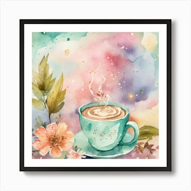 Coffee Cup Watercolor Painting Art Print