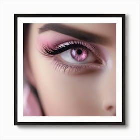 Close Up Of A Woman'S Pink Eye Art Print