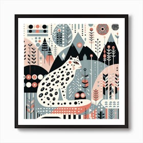 Scandinavian style, Snow leopard 3 Art Print