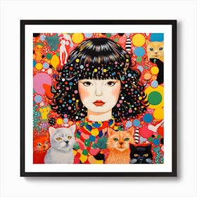 Cats and Colors Yayoi Kusama Inspired Print Design Art Print