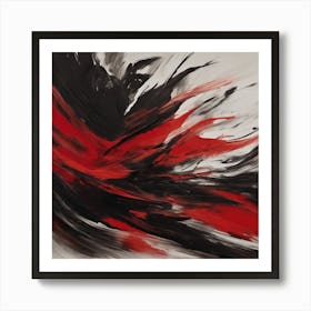 Abstract Red Black Painting 3 Art Print