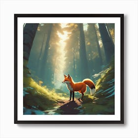 Fox In The Forest 107 Art Print