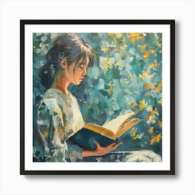 Girl Reading A Book 2 Art Print