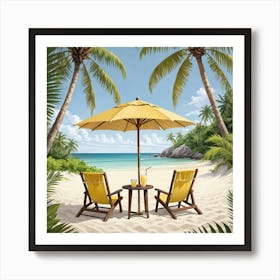 Two Chairs On The Beach 5 Art Print