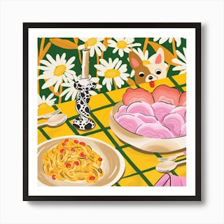 Food & Dog Square Art Print