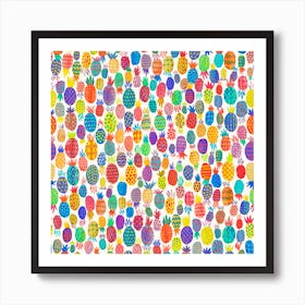 Cute Pineapples Square Art Print