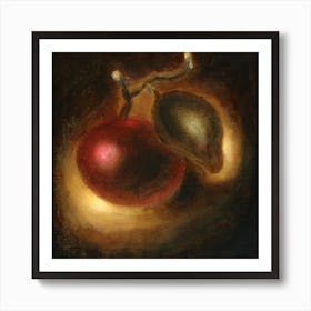 Red Apple - hand painted old masters style figurative classical dark light painting living room bedroom 1 Art Print